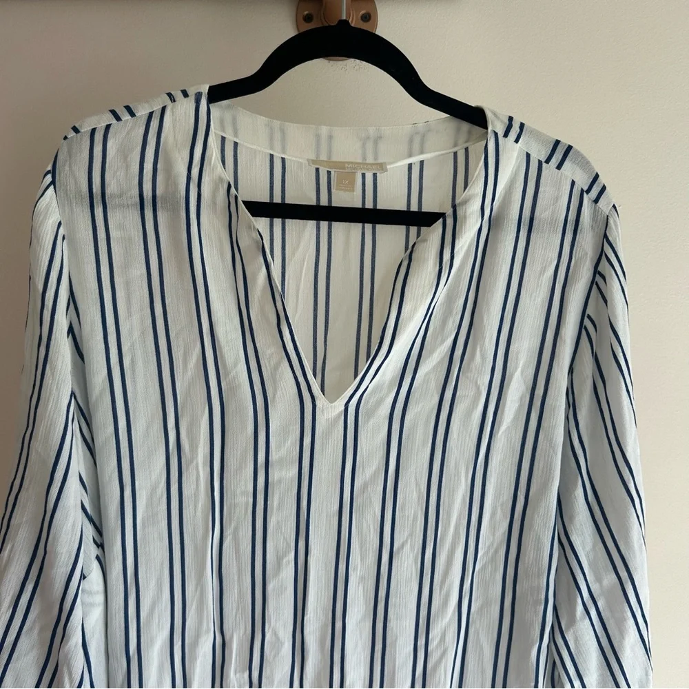 Michael Kors navy and white striped blouse 1X‎